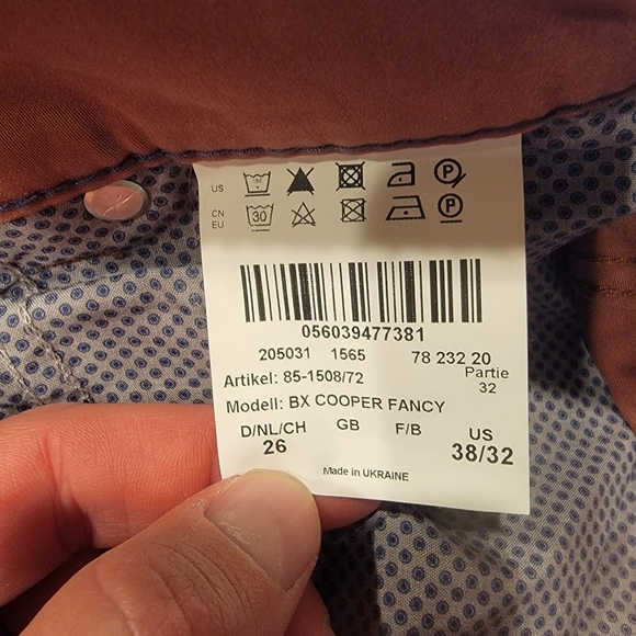 Brax Cooper Fancy Pants Regular Fit Stretch in Terracotta Men's Size 38X32 - Picture 7 of 9